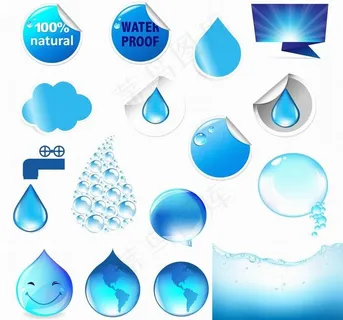 蓝色水珠水滴表情贴纸图片