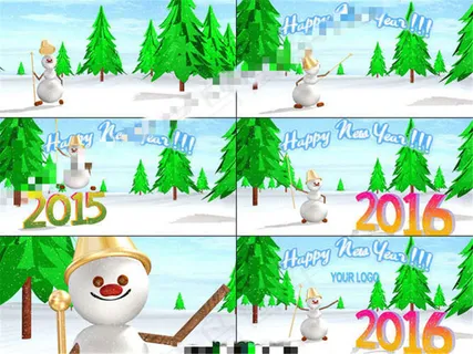 滑稽小雪人祝你2016新年快乐的3...