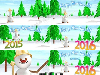 滑稽小雪人祝你2016新年快乐的3...