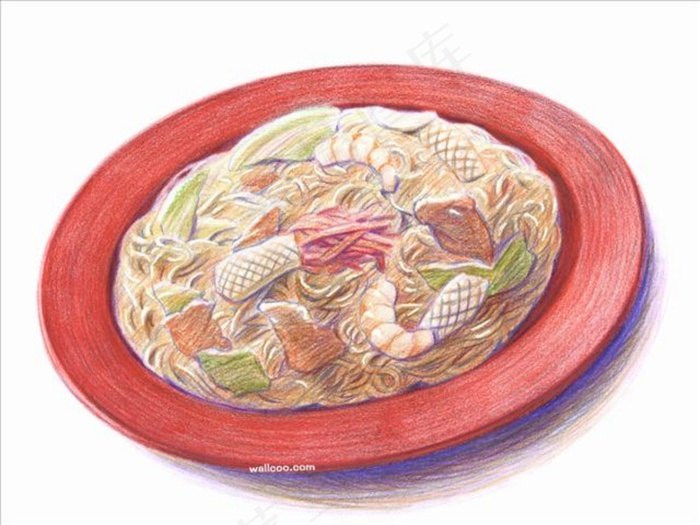 手绘日式炒面料理