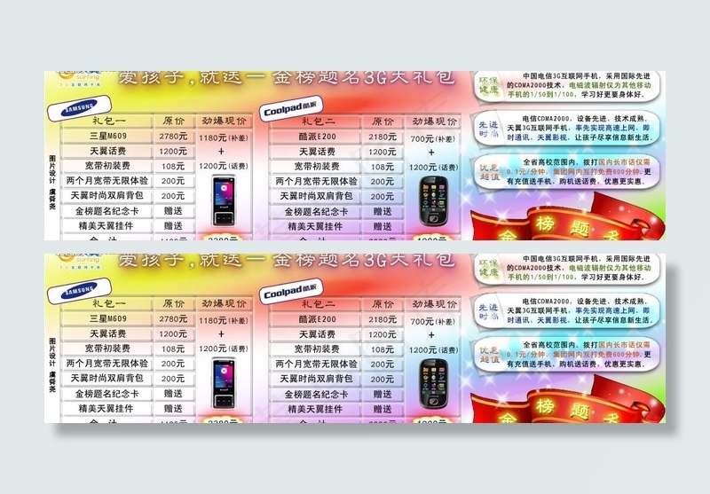 六合电信3g金榜题名大礼包报纸通栏...(2965X980(DPI:300))psd模版下载