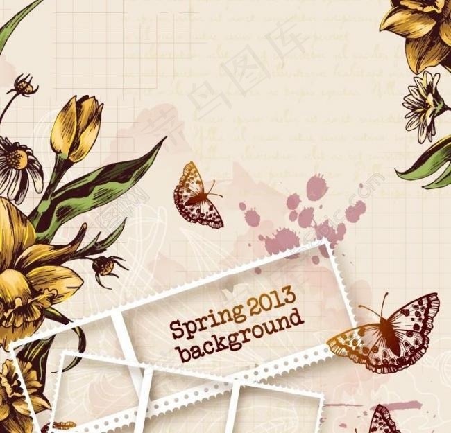 古典鲜花背景 花卡图片