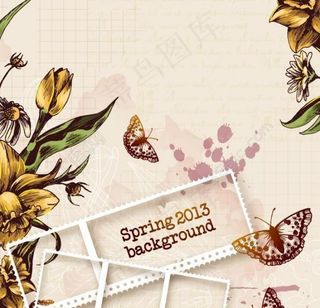 古典鲜花背景 花卡图片