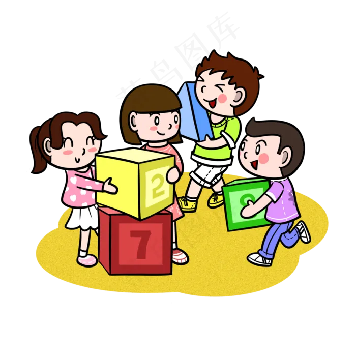 卡通儿童玩积木png透明底卡通儿童玩积木png透明底