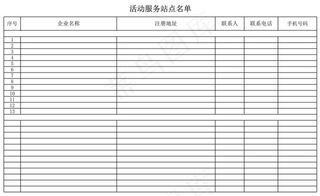 行业活动服务站点名单