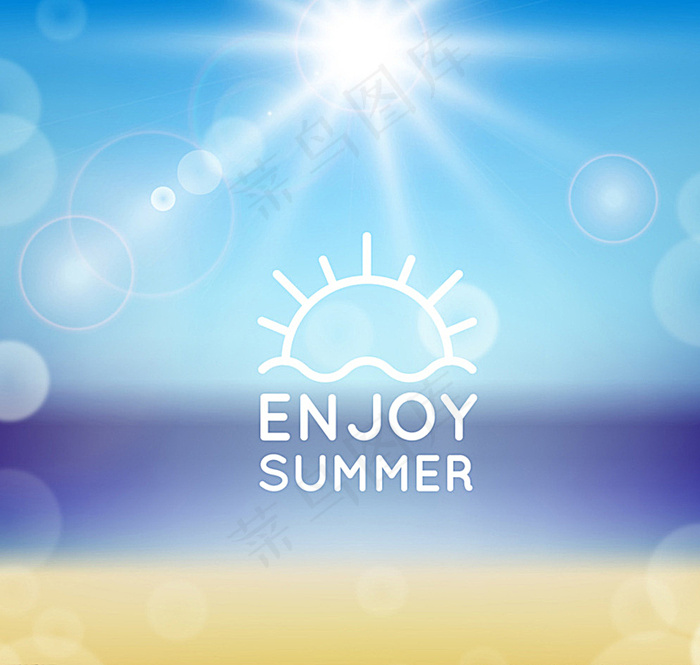 梦幻夏日沙滩矢量素材图片