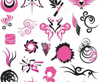 潮流艺术花纹样式矢量图 AI