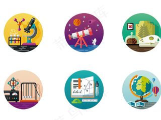 6个科学主题图标矢量素材