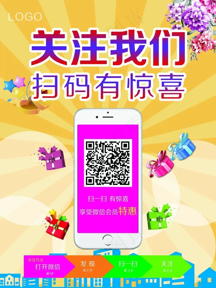 微信 海报 黄色背景海报(3543X4724(DPI:150))psd模版下载