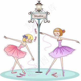 演播室的两个跳舞女孩