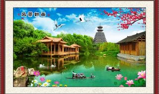 最新款 中堂画 壁画图片