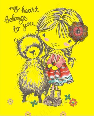 手绘卡通小女孩插画矢量人物