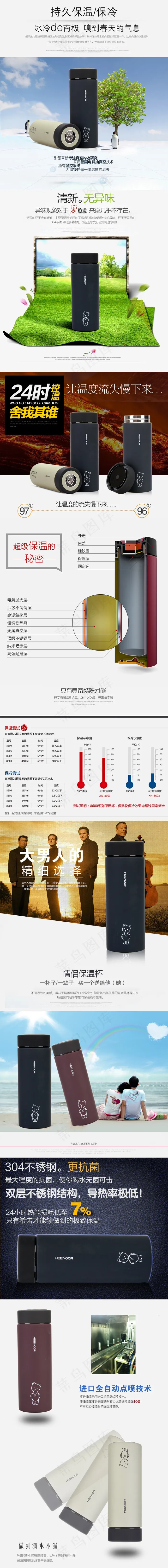 淘宝天猫商务保温杯详情页模板psdpsd模版下载