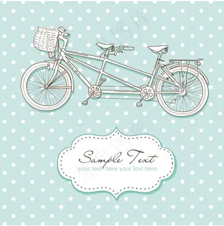 双人自行车婚礼邀请圆点背景