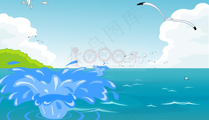 卡通鲸鱼跳跃水花flash动画