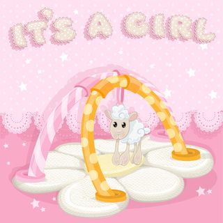 可爱的羊宝宝卡片矢量02