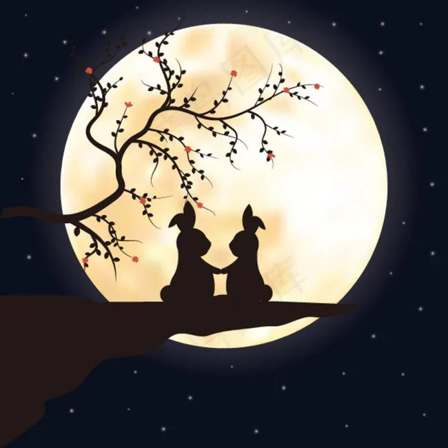 夕阳下的动物剪影矢量素材,eps,ai矢量模版下载