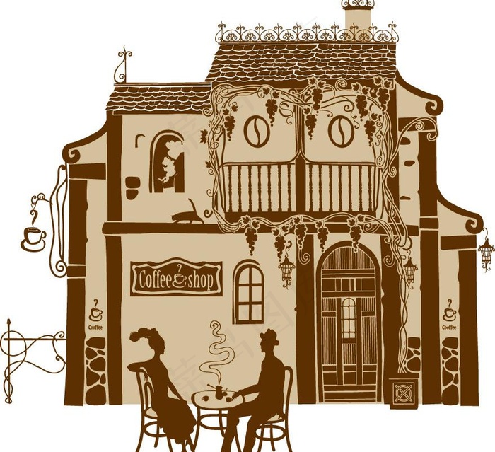 怀旧时尚咖啡厅图片