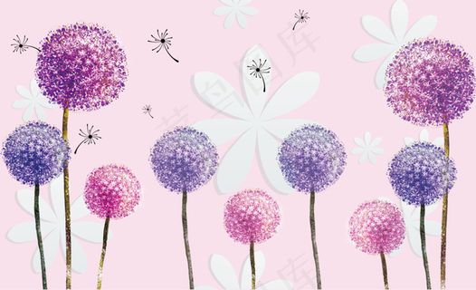 蒲公英3D背景墙