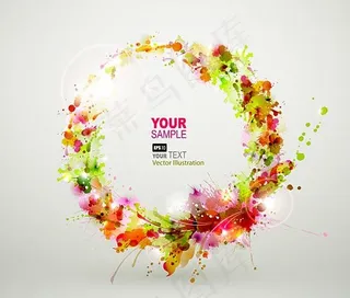 炫彩墨迹背景矢量