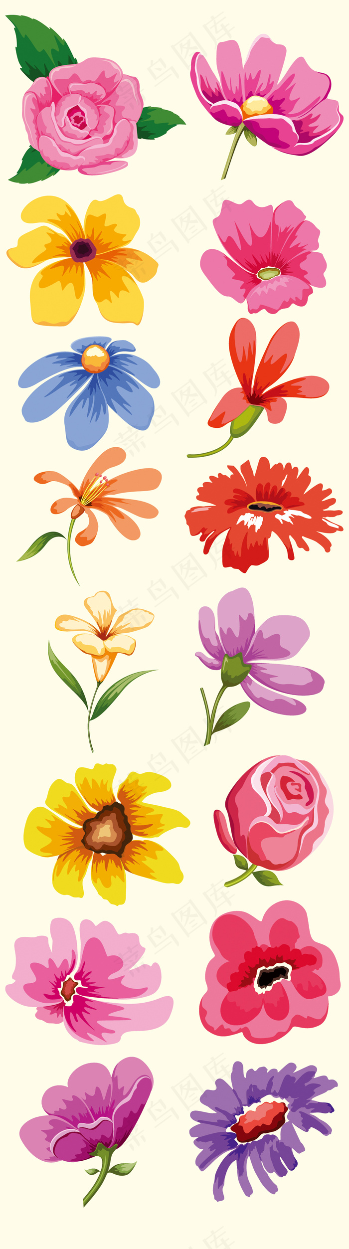 手绘彩绘花朵插画eps矢量素材