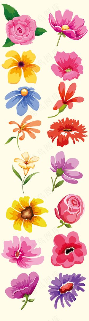 手绘彩绘花朵插画eps矢量素材