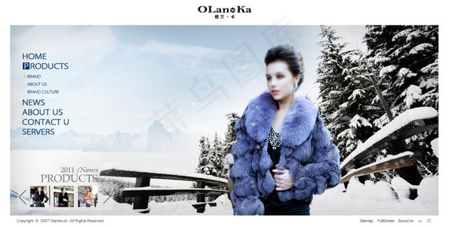 蓝色奢华裘皮上衣女装海报