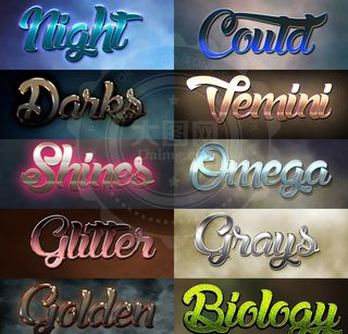 10款光泽质感的艺术字PS样式