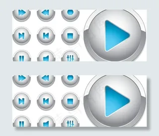 金属边框播放器按钮矢量图 AI