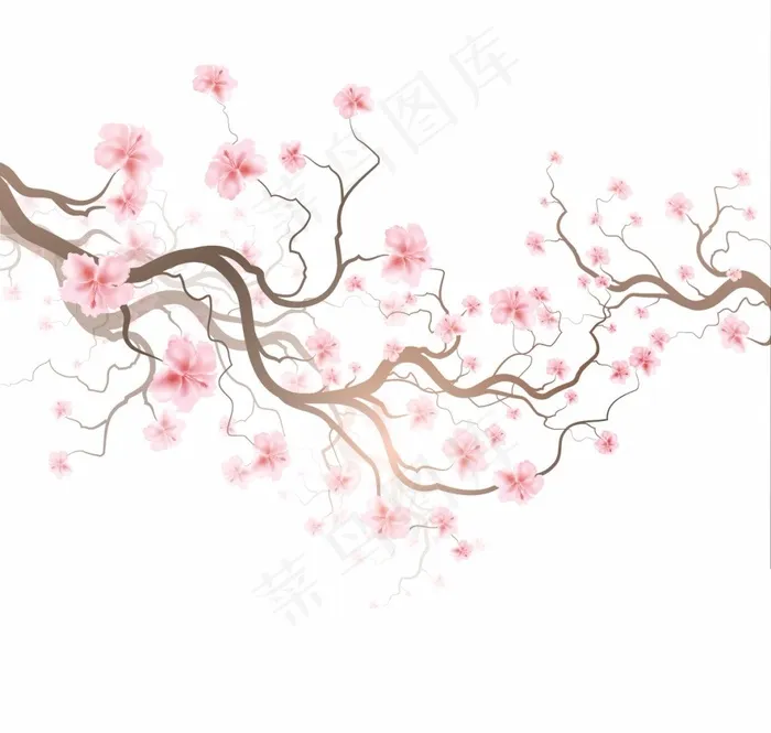 粉色桃花矢量素材eps,ai矢量模版下载