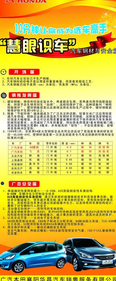 广汽本田慧眼识车x展架图片cdr矢量模版下载