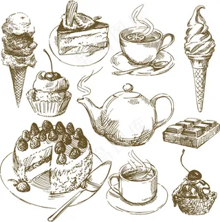 手绘食物矢量素材