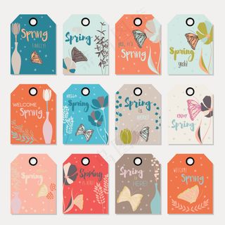 彩色春天标签吊牌