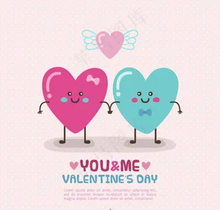 情人节背景与两微笑的心脏