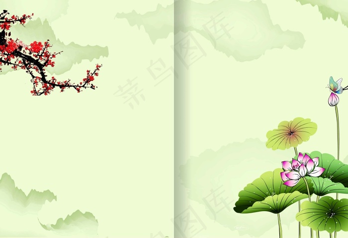 中国风画册封面背景psd模版下载