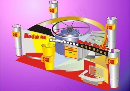 超酷的柯达概念主题展台矢量设计图片