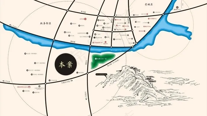 未转曲区位图图片cdr矢量模版下载