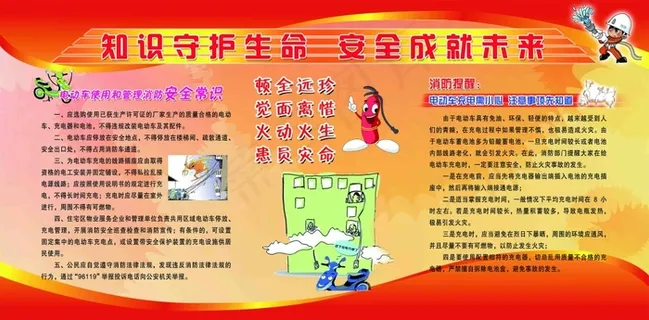 119消防展板 红黄色调 电瓶...