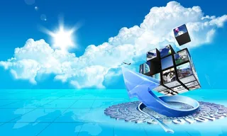 蓝色科技 白云 天空图片