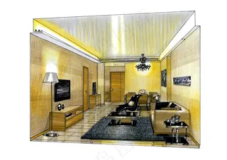 客厅室内手绘图片素材