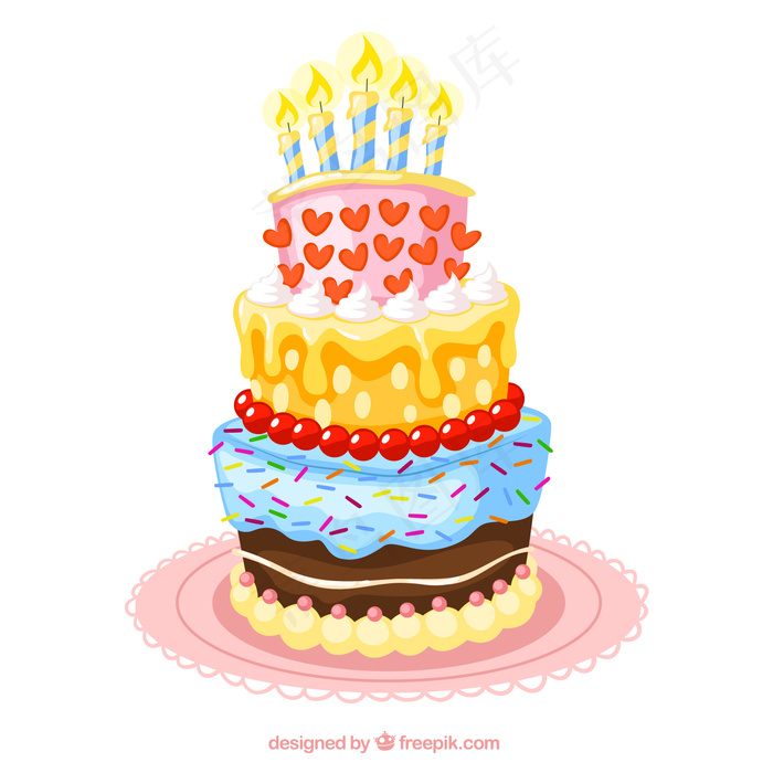 彩色生日蛋糕插图