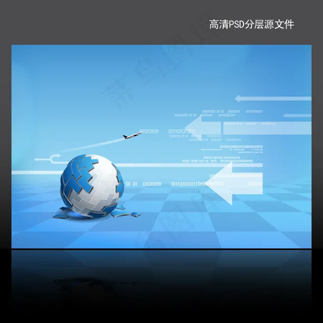 蓝色科技IT电子商务网络通讯海报设...psd模版下载