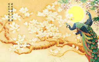 玉兰孔雀电视背景图