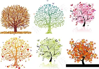 六款精美的印象树矢量素材