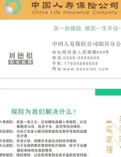 中国人寿保险名片图片