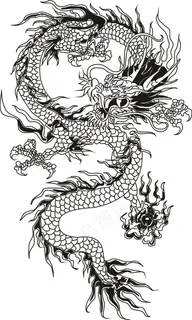 苍龙 图腾 黑白 线稿 古图 苍龙 图腾 黑白 线稿 古图