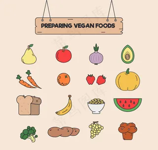 手绘蔬菜水果素材