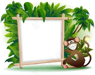 拿展板的猴子图片