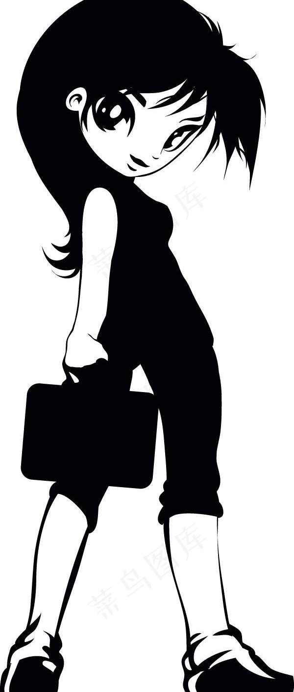 日本卡通风格的女白领矢量素材