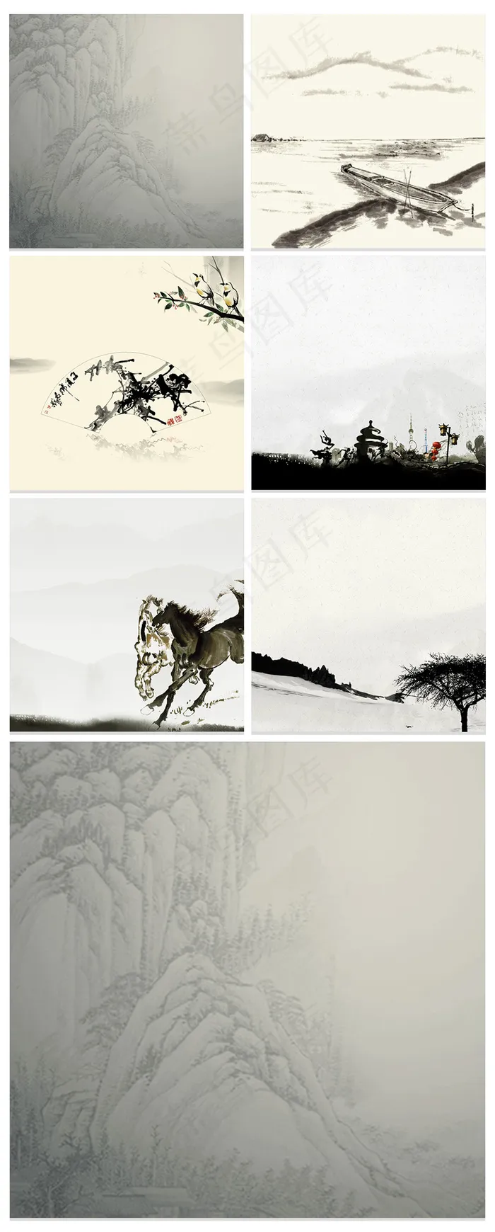 天猫淘宝中国风山水背景主图模板